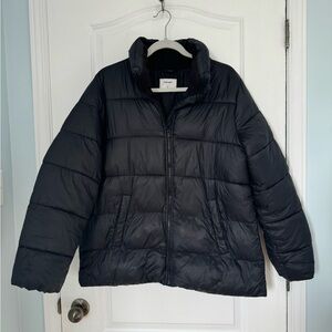 Old Navy Black Puffer Jacket with High Collar